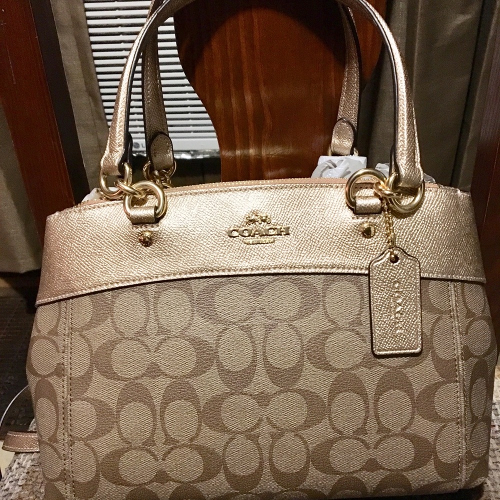 New Coach small tote pink brown gold